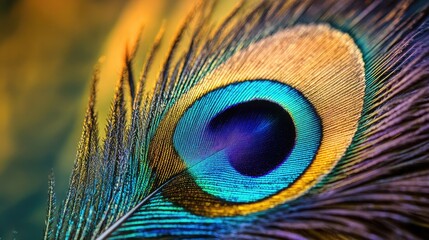 A close-up of a vibrant peacock feather displaying its intricate patterns and iridescent colors.