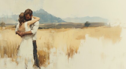 Faith-inspired couple sharing a tender moment in nature.
