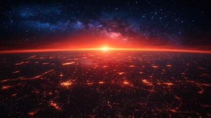 Majestic view of earth from space showcasing blue oceans and green landmasses in natural beauty