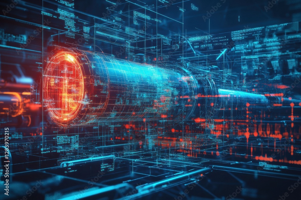 Poster high tech thermal imaging analysis reveals gas leak with blue and red heat signatures in an ultra de