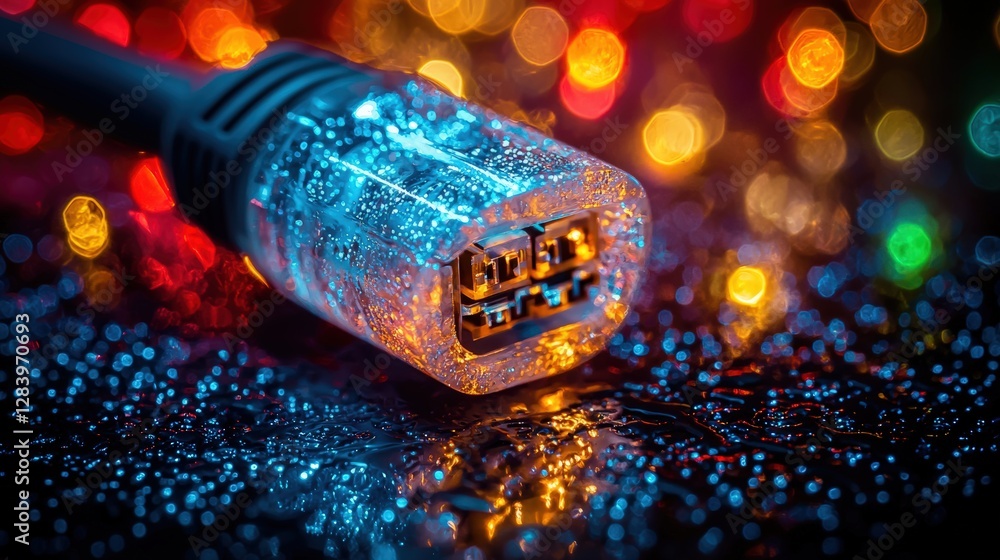 Poster a colorful background featuring a usb drive creating a modern and dynamic visual technology scene