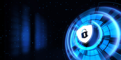 Cyber security data protection privacy concept on virtual screen.