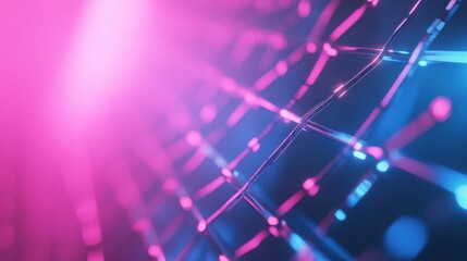 Futuristic neon mesh glowing with pink and blue lights