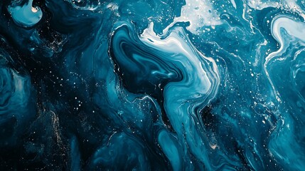 Swirling shades of blue create an abstract artful visual design