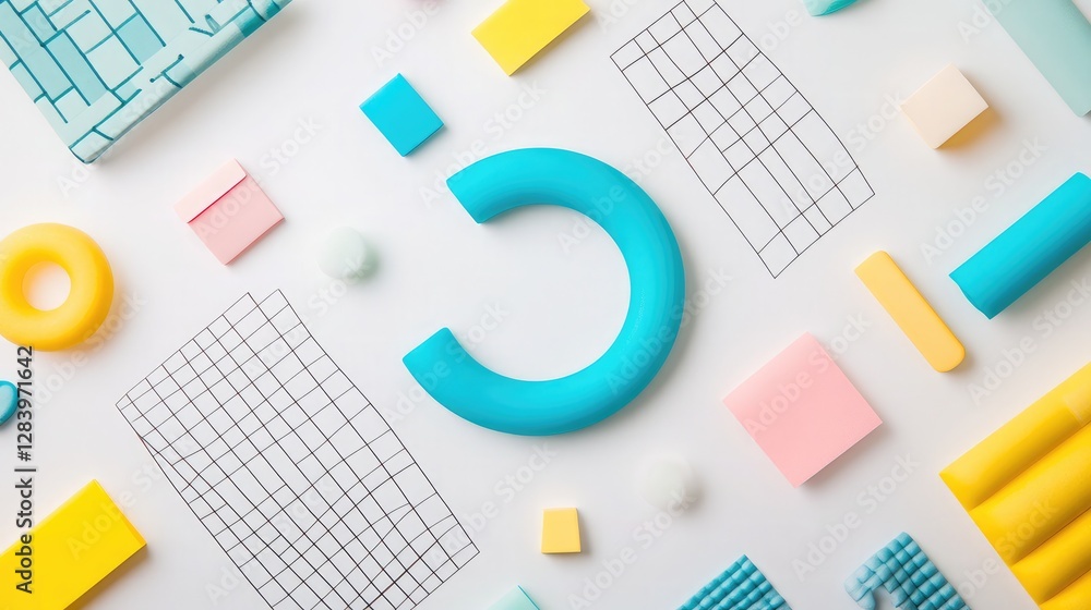 Poster a collection of colorful sticky notes arranged in a grid pattern on a white background, representing