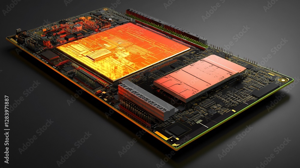 Poster cutting-edge technology: a high-resolution image of a modern computer motherboard