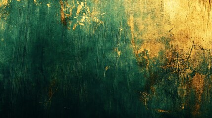 Textured Green and Gold Grunge Abstract Background Art Design