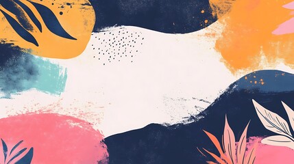 Abstract artwork depicting a floral composition with various color patterns