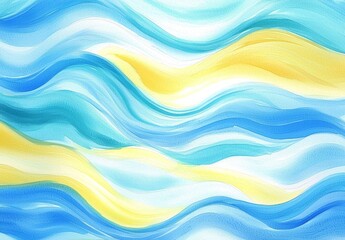 Fototapeta premium Vibrant blue and teal cartoon wave design for summer themes