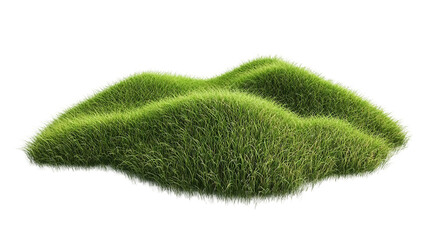 green grassland landscape isolated on transparent and white background.