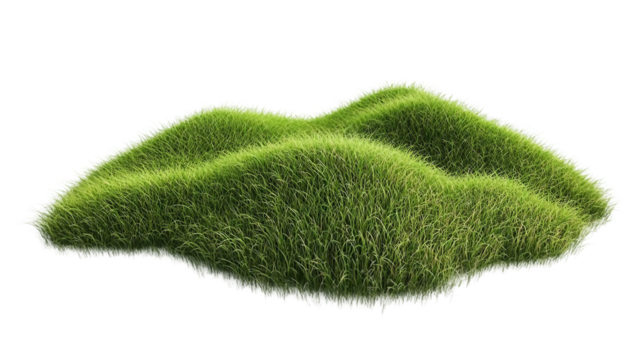 green grassland landscape isolated on transparent and white background.