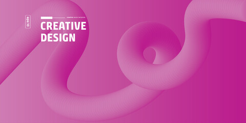 Abstract Pink Fluid 3D Swirls Creative Design Background