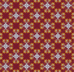 A seamless vector pattern of flowers with white, red, and orange engravings, designed in a vintage style, blending intricate details with a warm, timeless appeal.

