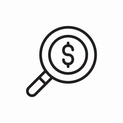 Financial search money icon vector sign