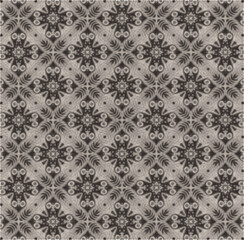 A seamless vector pattern of blooming flowers in brown and black, designed in a vintage style, exuding timeless elegance and classic charm.

