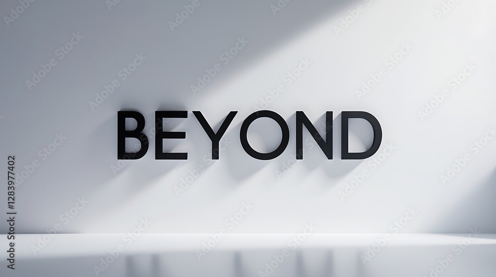 Poster text composition featuring the word beyond with shadow effects on a plain backdrop