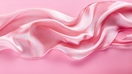 Obraz premium A high-resolution image of a pink silk fabric draped elegantly, creating gentle folds and shadows, against a matching pink backdrop.