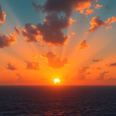 Naklejka premium sunrise in the sea 