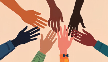 Diverse hands united in solidarity for Women's Day celebration, empowerment