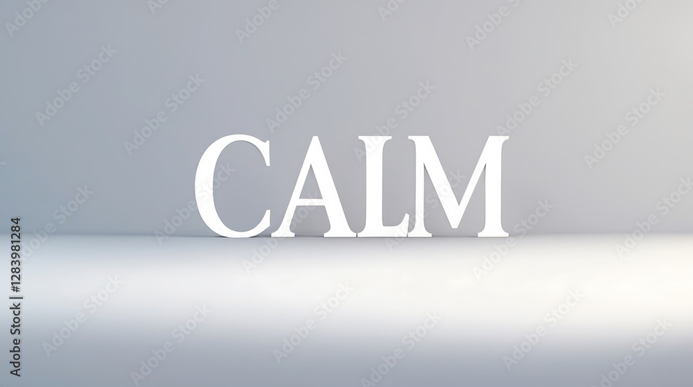 Aufkleber simple typography of the word calm against a light background in minimalistic design