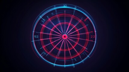 Vector icon of a dartboard with an editable stroke. Outline symbol representing success strategy, made of thin strokes and isolated on a background. 