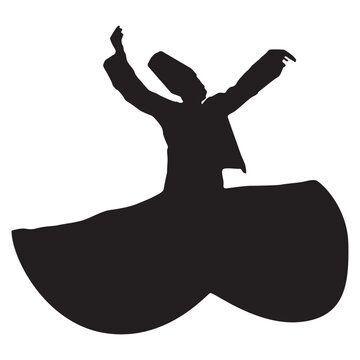 black silhouette whirling dervish clip art preview