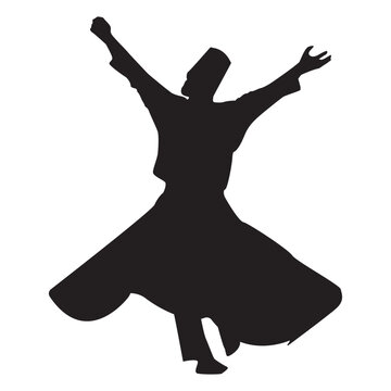 black silhouette whirling dervish clip art preview