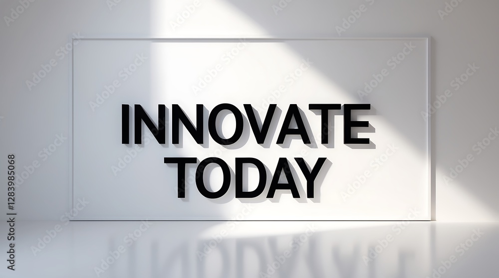 Poster creative message displayed on a clear panel with contrasting light and shadow effects