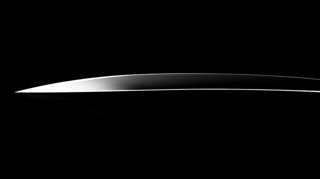 A sleek stainless steel kitchen knife with a sharp blade, isolated on a black background, showcasing its precision and design.