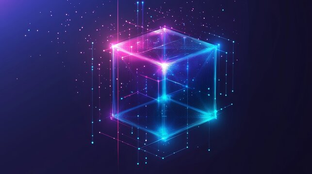 Icon of encapsulation in blue gradient. Illustration of object-oriented programming in thin line. Private state and joining together. Outline drawing.  