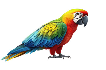 A Colorful Parrot Posing in Front of a Black Background, the Bird's Feathers are Transparent