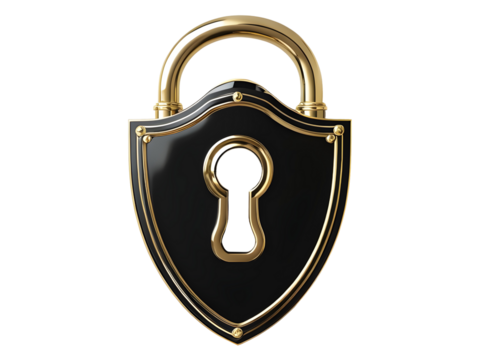 Luxurious Golden Trimed Lock on a Transparent Background