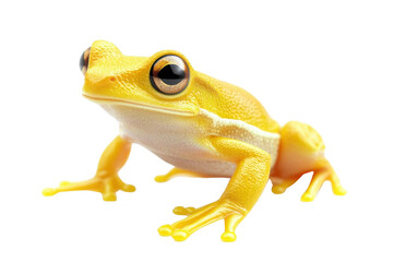 Obraz premium The Bright Yellow Frog Sitting on a Black Background, Transparent Object
