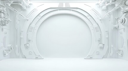 Sculptural White Archway: A 3D Rendered Futuristic Portal AI Generated