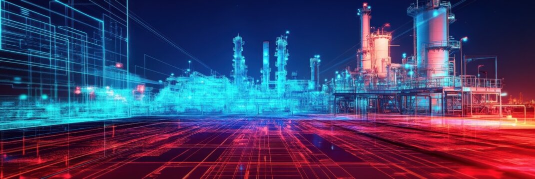 Thermal imaging analysis reveals detailed gas leak signatures in an industrial facility during nighttime operations. Generative AI