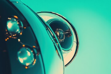 Retro spacecraft design with vibrant color contrast