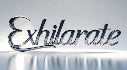 Stylish lettering in metallic finish expressing exhilarate on a reflective surface