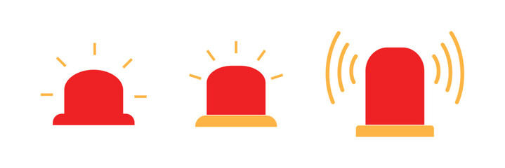 Alarm siren vector icon set. Emergency siren ambulance or police, outline symbol illustration on white background.