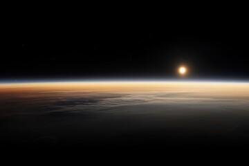 Sunrise earth's horizon in space