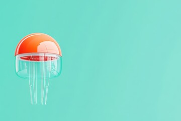 Jellyfish-inspired futuristic lamp design in teal background
