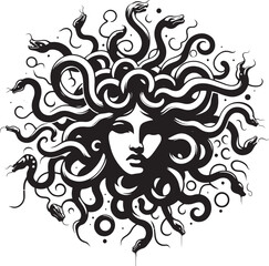 Sketch of graffiti or tattoo Head of Medusa Gorgon, a character from ancient Greek legends