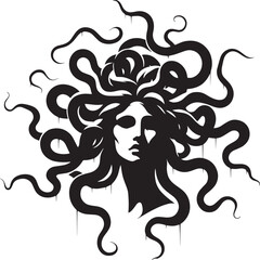 Sketch of graffiti or tattoo Head of Medusa Gorgon, a character from ancient Greek legends