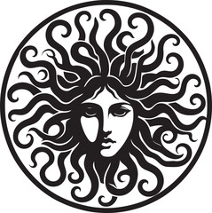 Sketch of graffiti or tattoo Head of Medusa Gorgon, a character from ancient Greek legends
