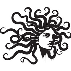 Sketch of graffiti or tattoo Head of Medusa Gorgon, a character from ancient Greek legends