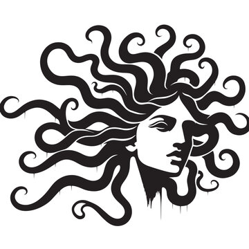 Sketch of graffiti or tattoo Head of Medusa Gorgon, a character from ancient Greek legends