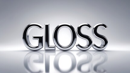 Glossy typography showcasing modern design with reflective surface and metallic finish