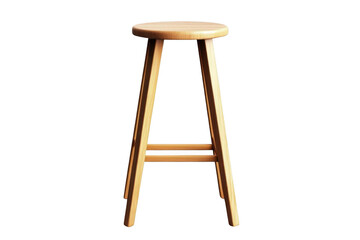 A Wooden Stool with a Round Seat and Straight Legs, a Transparent Object Against a Black Background