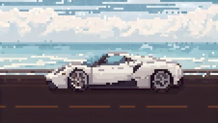 Coastal Drive: White Supercar Elegance on Ocean Road