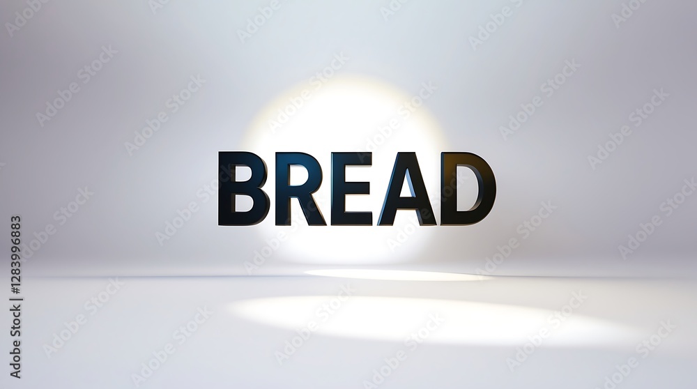 Poster Visual representation of the word bread against a minimalistic light backdrop
