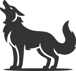 A happy wolf howling with its tail wagging vector animal silhouette